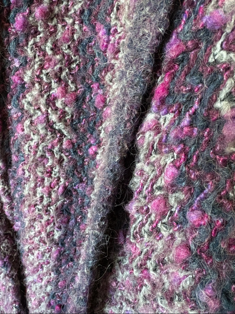 Textured Purple Multi Bouclé Cardigan Sweater - Picture 3 of 4